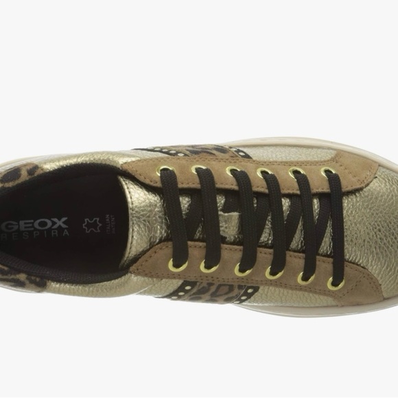 Geox Gold Leopard Women's Sneakers 7 New - Picture 6 of 10